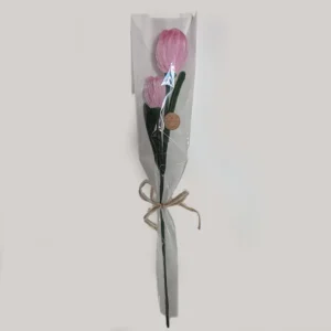 Duo rosa de tulipanes de limpiapipas.